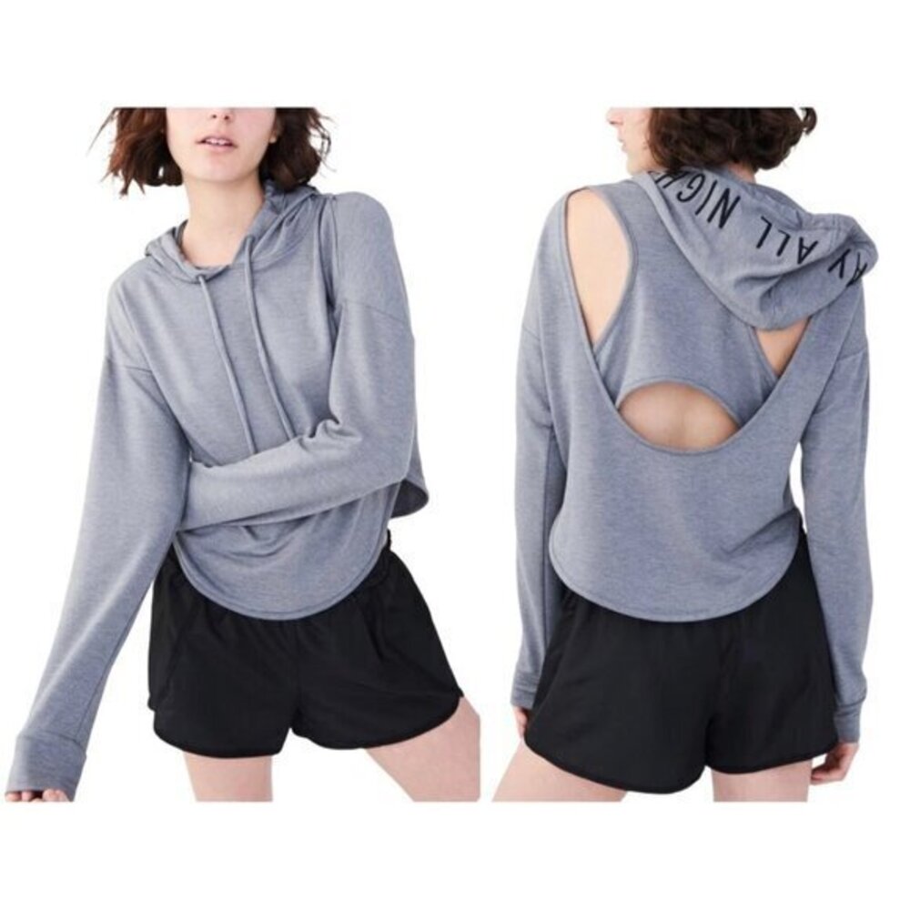 Live Love Dream - Gray All Day All Night Cropped Cutout Hoodie - Size Small